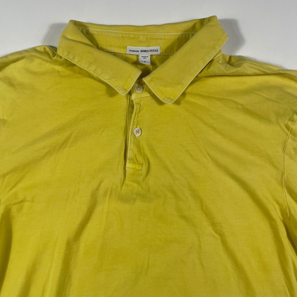 James Perse Polo Shirt Mens Large (3) Supima Cotton Short Sleeve Yellow